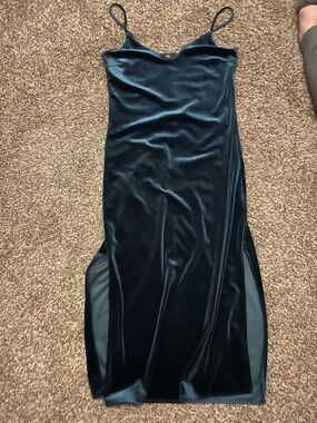 7 for all mankind - Velvet Slip Maxi Dress in Deep Teal
